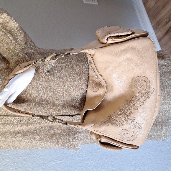 COLE HAAN Tan pebbled leather Boho Bag - Picture 6 of 11